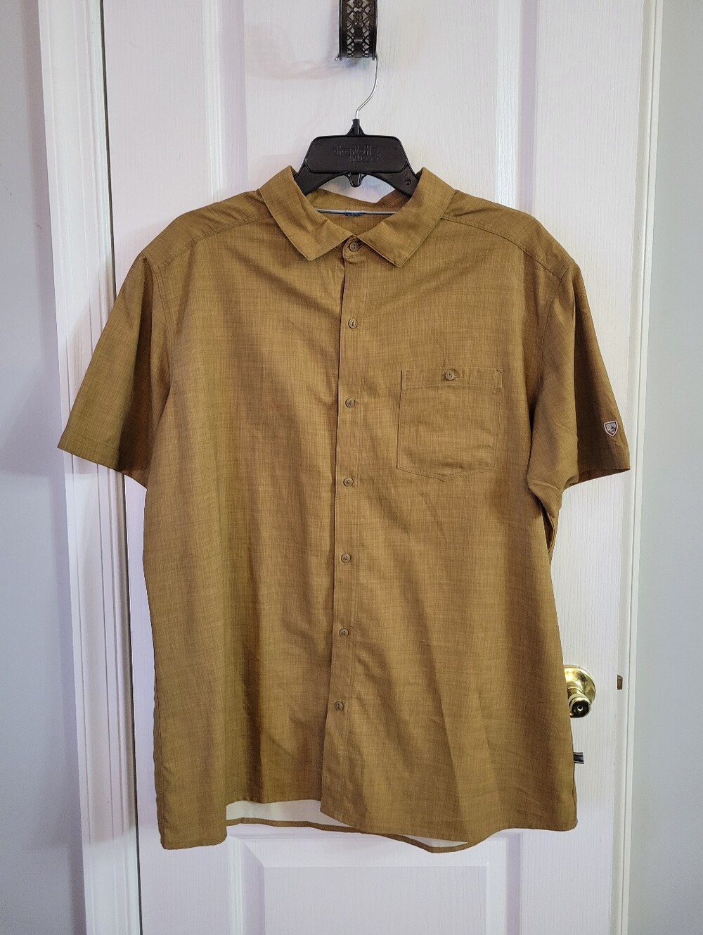 ​KÜHL Persuadr Short Sleeve Button Down Shirt Size Large Golden Brown Gorpcore